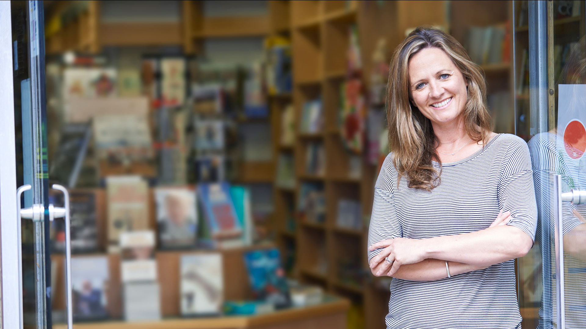 female book store owner