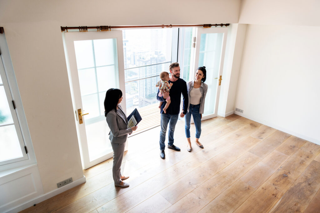 Family looking at a new house
